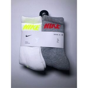 Nike Boys Cushioned Crew Socks 6 Pack (Grey/White) size 10C-3Y